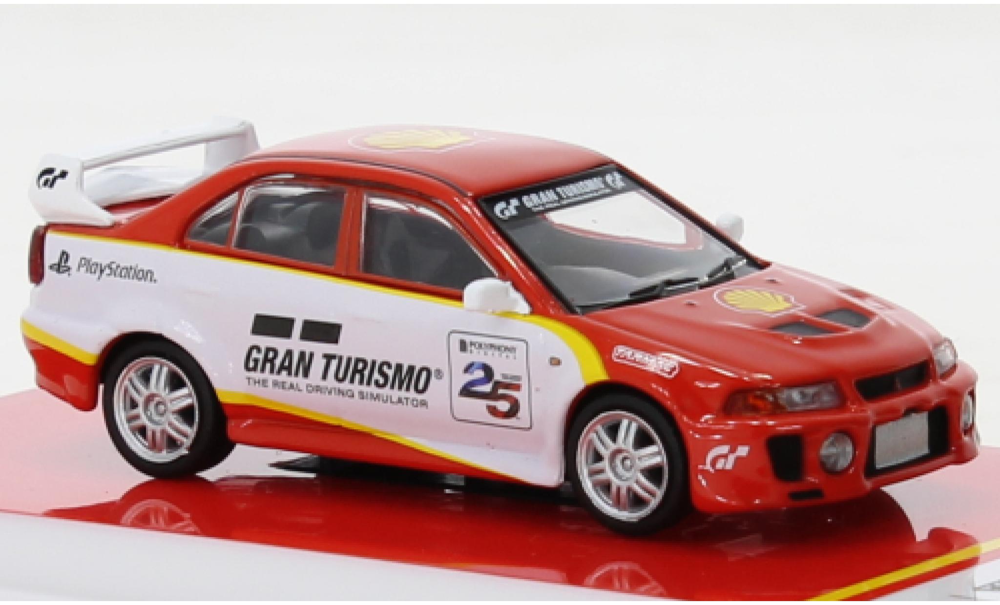 1998 Mitsubishi Lancer Evolution V GSR Red and White w/Stripes Shell x Gran  Turismo 7 1/64 Diecast Model Car by Tarmac Works 