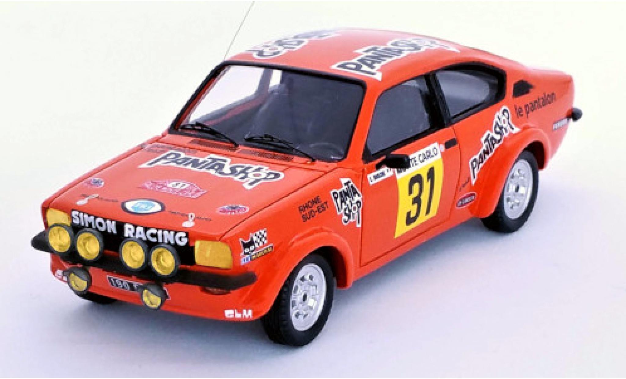 Modellino in miniatura Opel Kadett 1/43 Trofeu GT/E No.31 Pantashop Rallye  WM Rally Monte Carlo 1978 C.Dorche/J.B.Vieu 