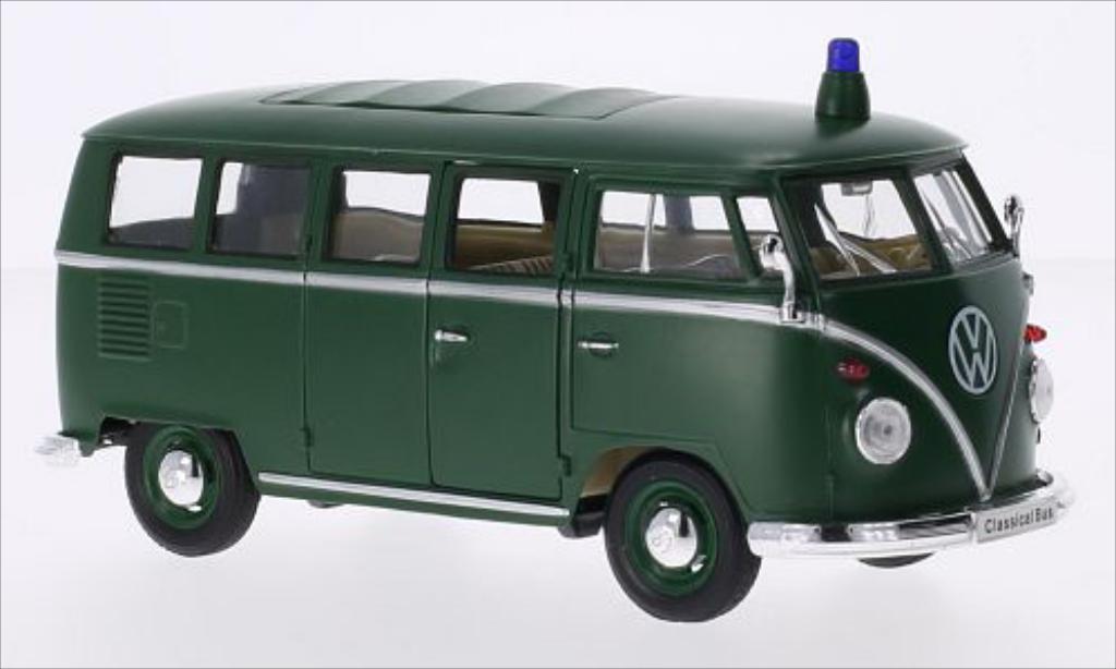 Diecast model cars Volkswagen T1 1/24 Welly Bus matt-grun Polizei 1962 