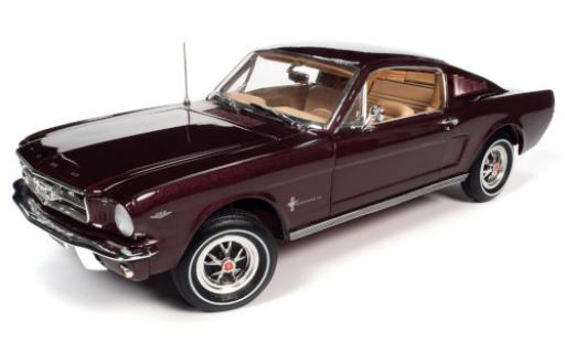 Ford Mustang 1/18 Auto World 2+2 metallic-dunkelrosso 1965 modellino in miniatura