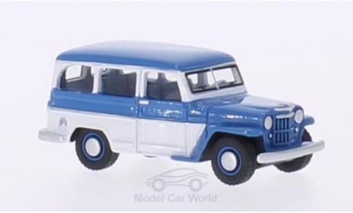 Jeep Willys 1/87 BoS Models Station Wagon bleue/blanche 1954 miniature