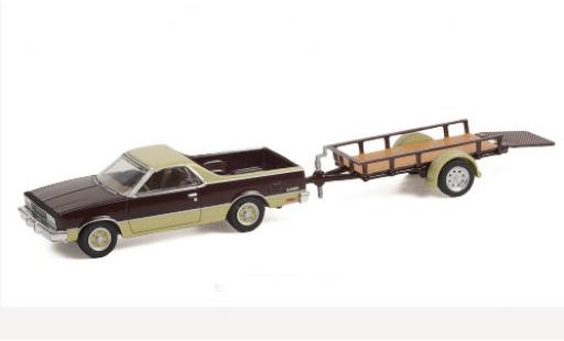 Chevrolet El Camino 1/64 Greenlight Conquista brown/dunkelbeige 1984 mit 1-achs Anhänger diecast model cars