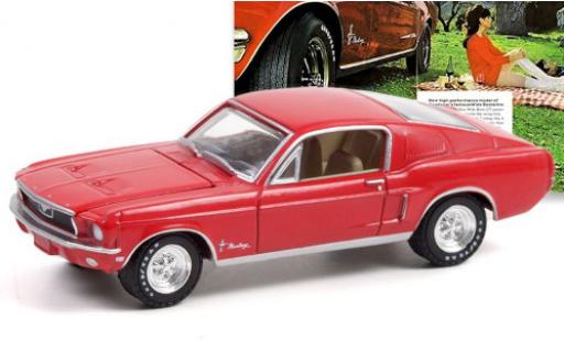 Ford Mustang 1/64 Greenlight rosso 1968 Wide Boots GT modellino in miniatura