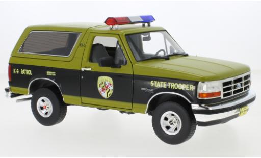 Ford Bronco 1/18 Greenlight Maryland State Police 1996 coche miniatura