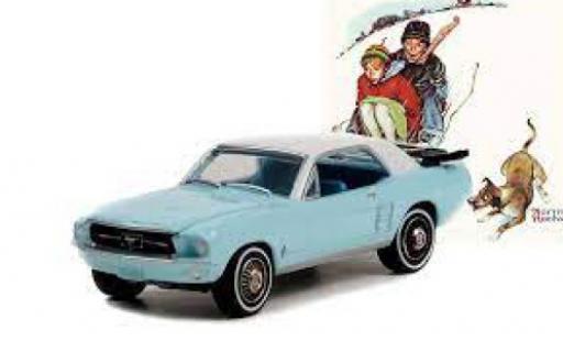 Ford Mustang 1/64 Greenlight bleue/blanche Norman Rockwell 1967 miniature