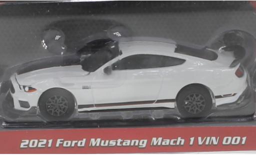 Ford Mustang 1/64 Greenlight Mach 1 blanche/noire 2021 miniature