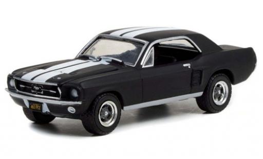 Ford Mustang 1/64 Greenlight matt-noire/blanche Creed II 1967 miniature