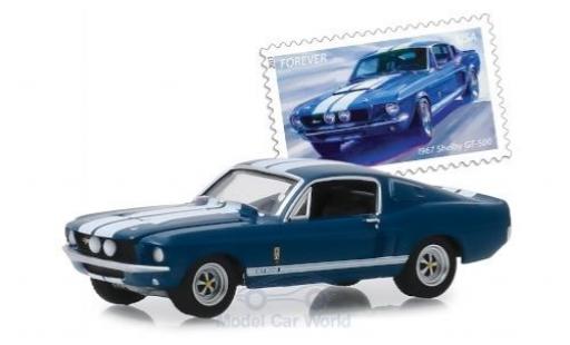 Shelby GT 1/64 Greenlight 500 metallise bleue/blanche 1967 miniature