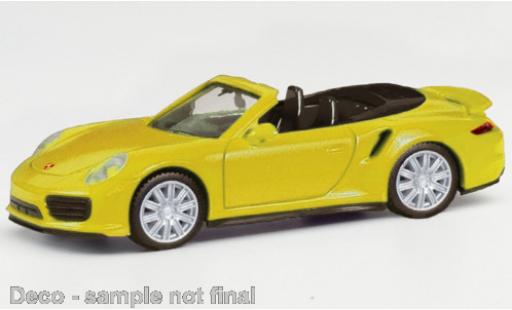 Porsche 911 1/87 Herpa Turbo Cabriolet jaune miniature