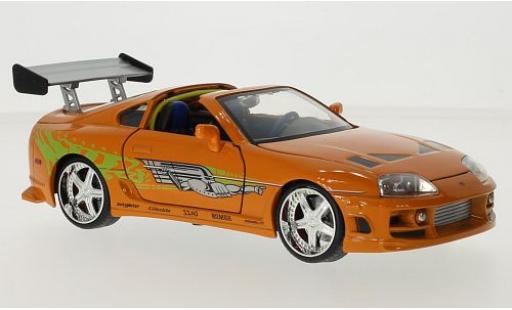 Toyota Supra 1/24 Jada Toys orange/Dekor Fast & Furious Brians modellino in miniatura