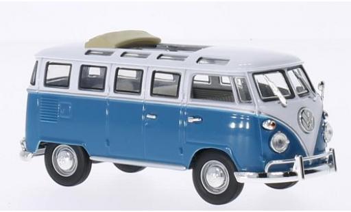 Volkswagen T1 1/43 Lucky Die Cast Samba toit rabattable ouvert bleu/blanche 1962 miniature
