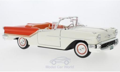 Oldsmobile Super 88 1/18 Lucky Die Cast Convertible blanche/orange 1957 miniature