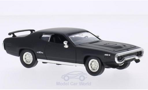 Plymouth GTX 1/43 Lucky Die Cast matt-noire 1971 ohne Vitrine miniature
