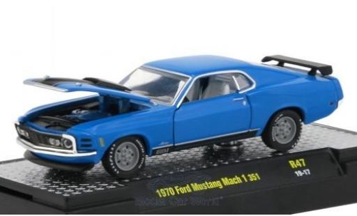 Ford Mustang 1/64 M2 Machines Mach 1 351 blue/matt-black 1970 diecast model cars