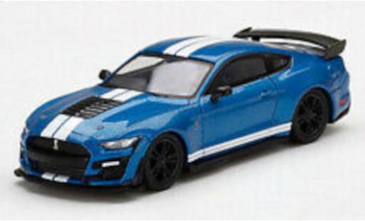 Shelby GT 500 1/64 Mini GT Ford Mustang metallise bleue/blanche miniature