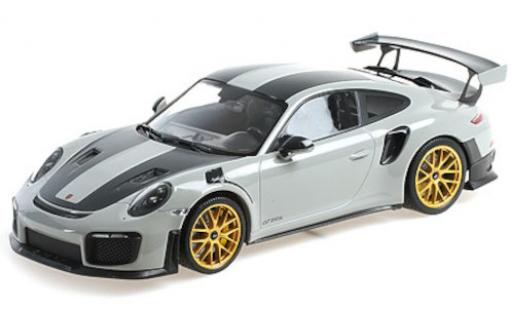 Porsche 991 GT2 RS 1/18 Minichamps 911 (.2) grey/carbon 2018 mit Weissach Paket und goldenen Magnesium Felgen diecast model cars