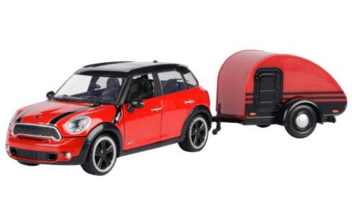 Mini Cooper 1/24 Motormax S Countryman rouge/noire avec caravane miniature