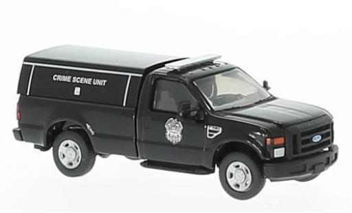 Ford F-350 1/87 River Point XL SRW noire Crime Scene Unit Regular Cab avec fourgon montage sans Vitrine miniature