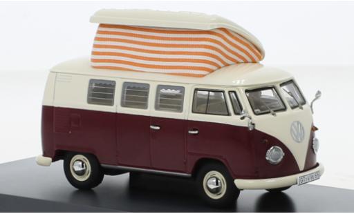 Volkswagen T1 1/43 Schuco Camper rouge foncé/beige clair miniature