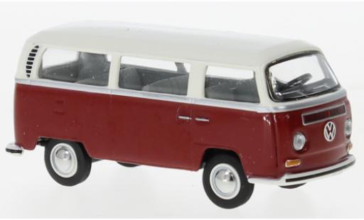 Volkswagen T2 1/64 Schuco bus rouge foncé/blanche miniature