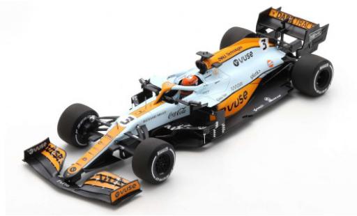 McLaren F1 1/18 Spark MCL35M No.3 Team Gulf Formel 1 GP Monaco 2021 modellino in miniatura
