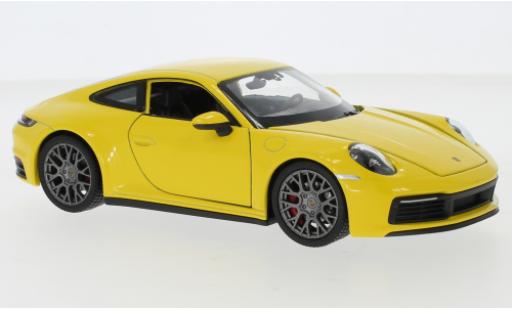 Porsche 992 4S 1/24 Welly 911 Carrera 4S () yellow 2019 diecast model cars