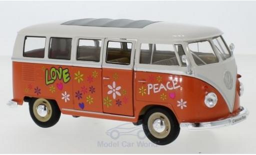 Volkswagen T1 1/24 Welly Bus orange/blanche 1963 Flower Power miniature