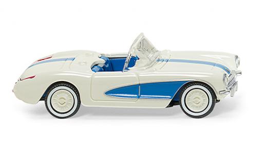 Chevrolet Corvette 1/87 Wiking (C1) Convertible blanche/bleu 1953 modellino in miniatura
